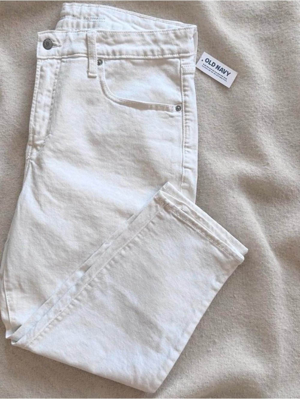 Old Navy High Rise O.G. Straight White Jeans Petite 16 NWT